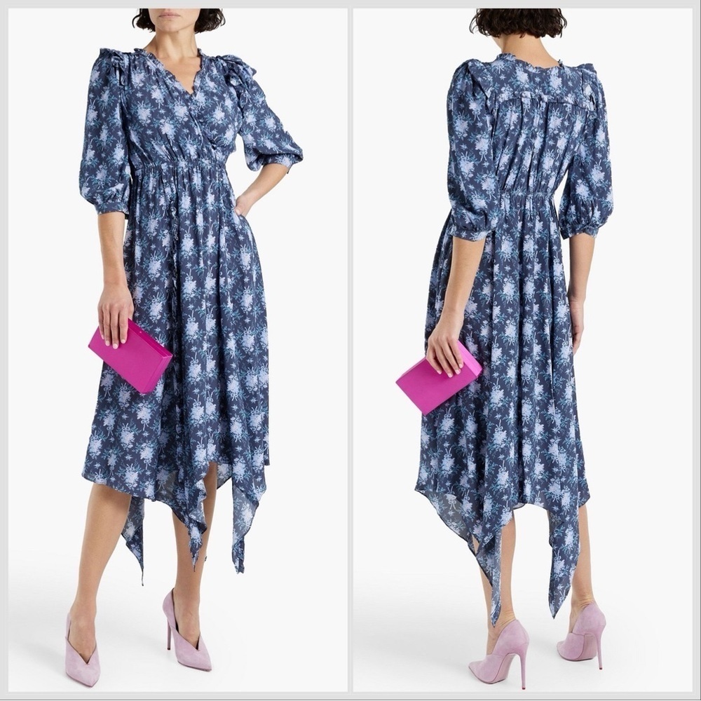 LoveShackFancy Blue Floral Maxi Dress